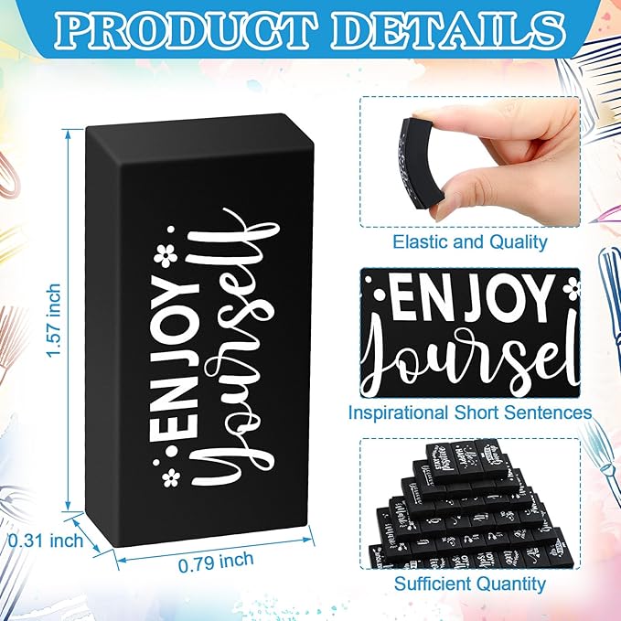 Dunzoom 100 Pcs Inspirational Pencil Erasers Bulk - Image 2