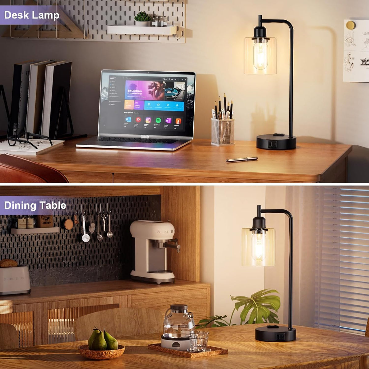 industrial touch lamps for nightstand set of 2, package contents