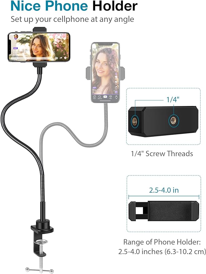 InnoGear Webcam Stand with Phone Mount, Desk Camera Arm Stands Gooseneck - Image 6