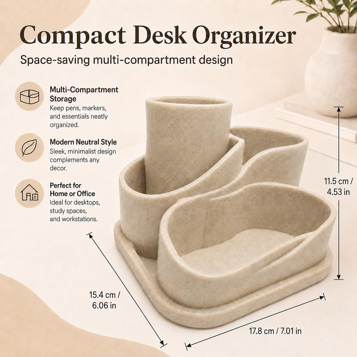 aesthetic desk organizer, cute pencil holder, boho office shown in use