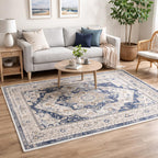 Office Chair Mat for Hard Floor - 60'' x 75'' Chair Mat for Hardwood and Tile Floors, Non-Slip Hard Floor Protection Mats for Rolling Chair Under Desk, Machine Wash (Beige & Blue)