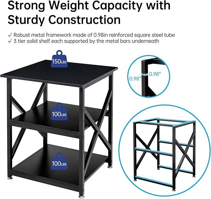 Fannova Printer Stand, 23.6 x 23.6 x 30.1 Inches Large Square Printer Table - Image 4