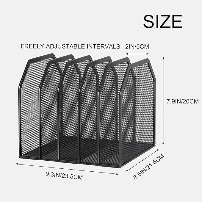 ASIFMTHOT 5 Vertical Desk Mail Organizer, Metal Mesh Desktop File Organizer - Image 6