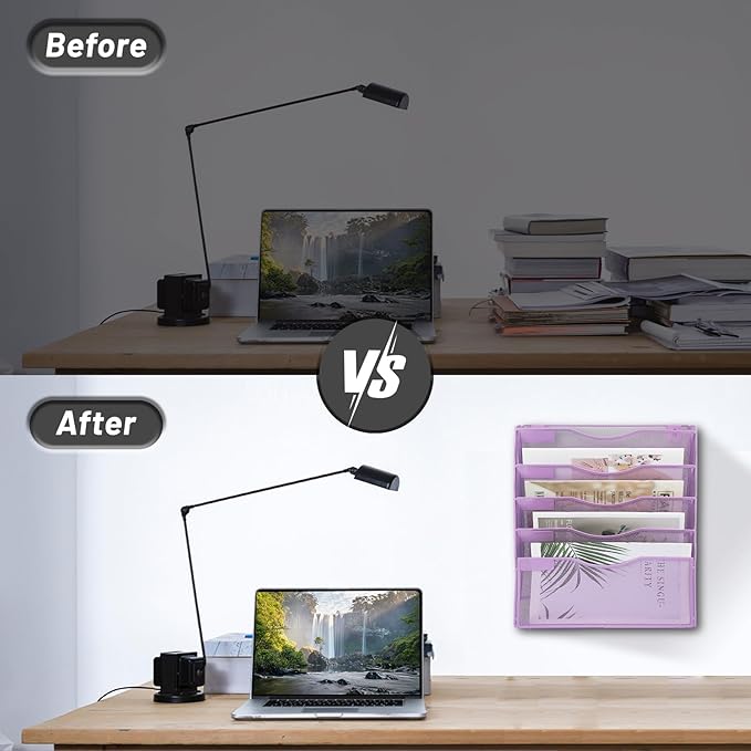 EASEPRES 5 Pocket Mesh Hanging Wall File Organizer, Wall Mounted Mail Paper - Image 3