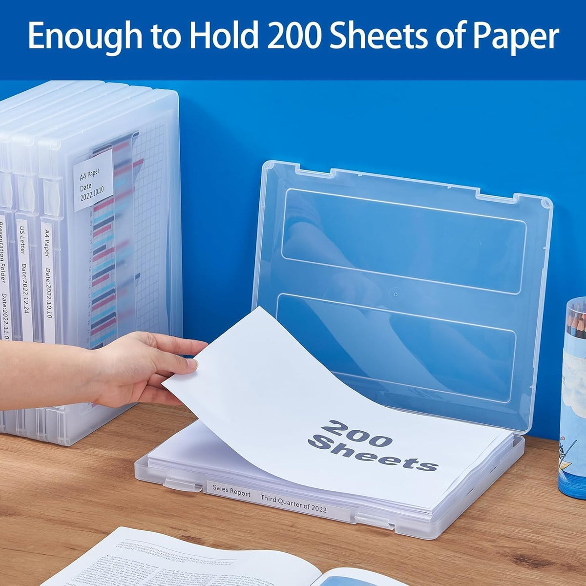 6 Packs A4 Paper Storage Boxes, 8.5 x 11 Plastic Portable Project Case for US...