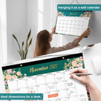 2027 Desk Calendar - January 2027 - December 2027, 17" x 12" | Large Desk Calendar, 12-Month Desktop/Wall Monthly Calendar for Home School, or Office - 12 Floral Patterns