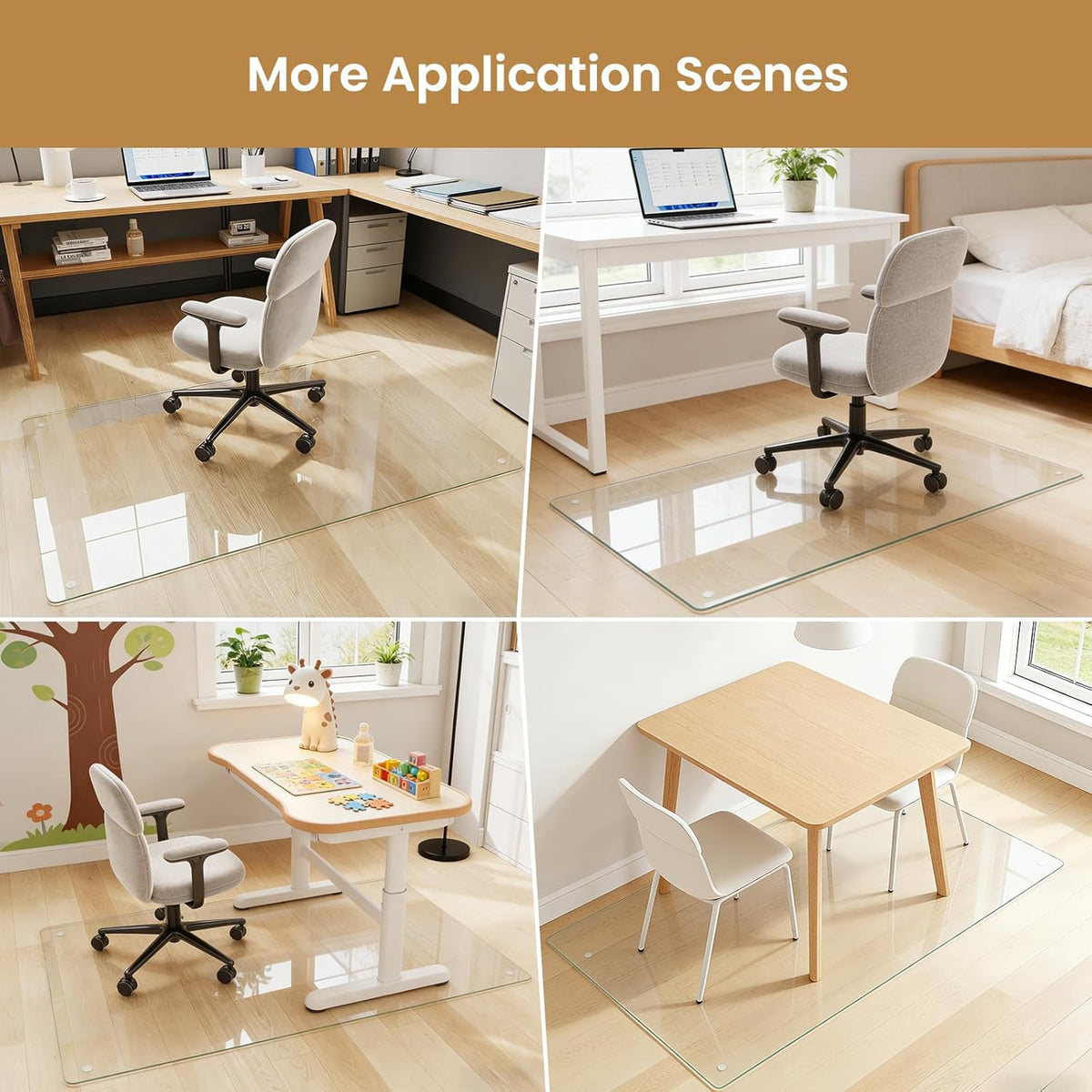 36"x46" Tempered Glass Chair mat for Carpet