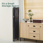 deanic 4 tier foldable storage shelves with wheels on a desk or shelf