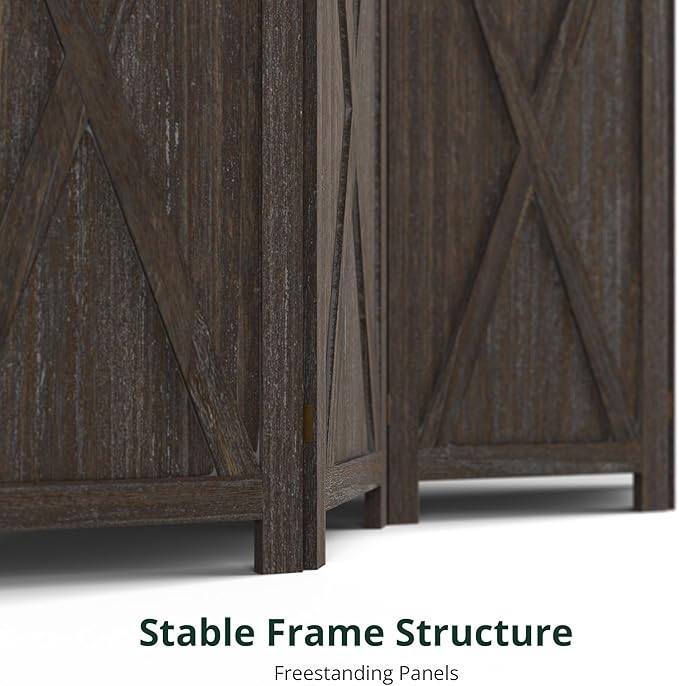 Cozy Castle Wood Room Divider, 6 Panels Folding Privacy Screen, 66.9'' Wall - Image 7