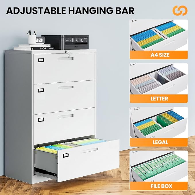 AFAIF 4 Drawer File Cabinets for Home Office, Metal Filing Cabinet - Image 5