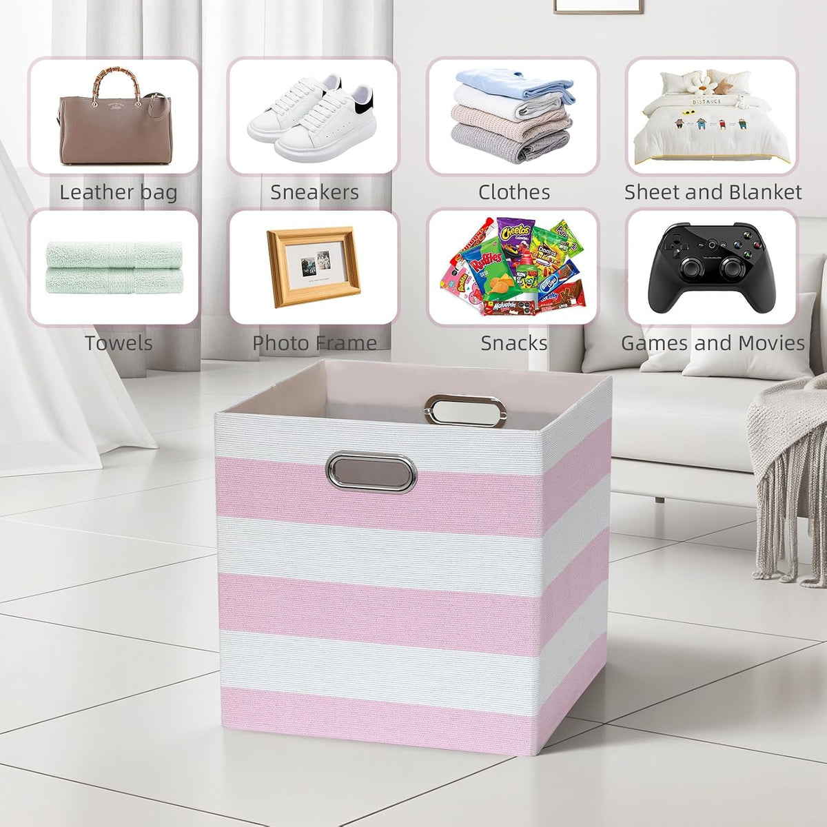 11x11x11 Inch Cube Storage Bins, Set of 4 Fabric Storage Cubes