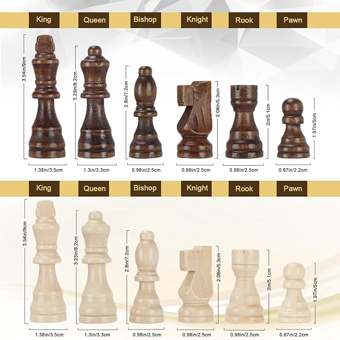 Magnetic Wooden Chess Set for Adults Kids 17'' Chess Board - Image 3