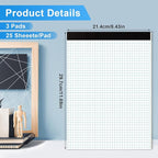 AZUREAL Grid Paper Notebook 8.5 x 11 Inches, 3 Pack graph paper pad, 70Gsm 4×4 - Image 2