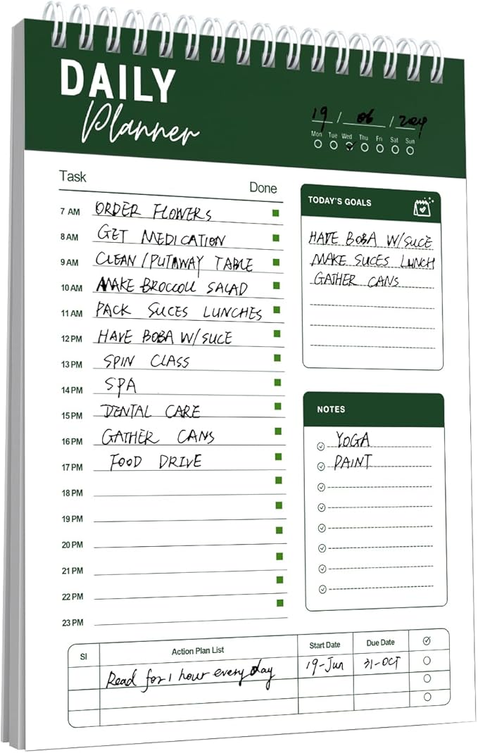 To Do List Notebook Daily Planner A5 CheckList Pad 52 Sheets, 5.9" x 8.2" Daily by CHARMGIFTBOX