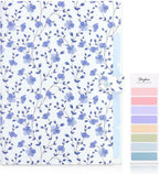 SKYDUE Expanding File Folder with 5 Pockets, Floral Accordion File Organizer for Important Document, Portable Receipt Paper Organizer, School Office Supplies,Blue