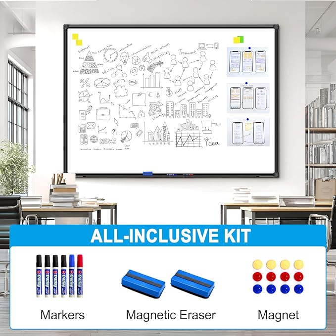 H-Qprobd 70"x40" White Board for Wall Large Magnetic Dry Erase Board - Image 6