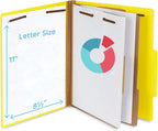 Blue Summit Supplies 10 Classification Folders, 2 Divider, Yellow | Heavy-duty, 2 in expansion, 2 prong fasteners, 2 dividers, 6 sections, for medical, legal, and personnel files