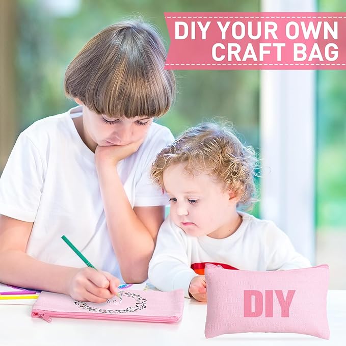 Reginary 80 Pack Canvas Zipper Makeup Bags Bulk Pencil Pouches Blank DIY Craft - Image 4