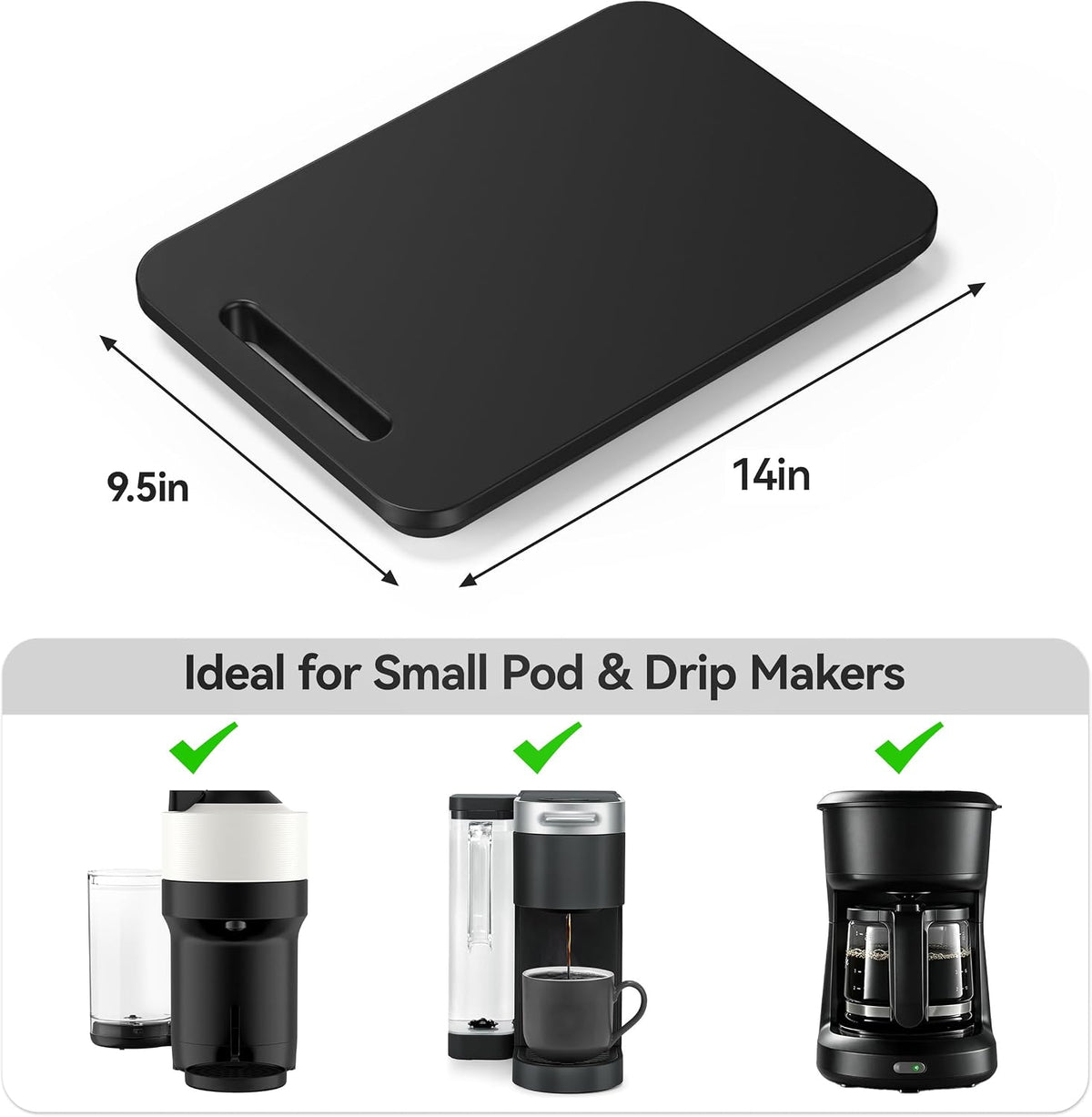 Appliance Slidng Tray for Coffee Maker for Countertop, 9.5"W x 14"D