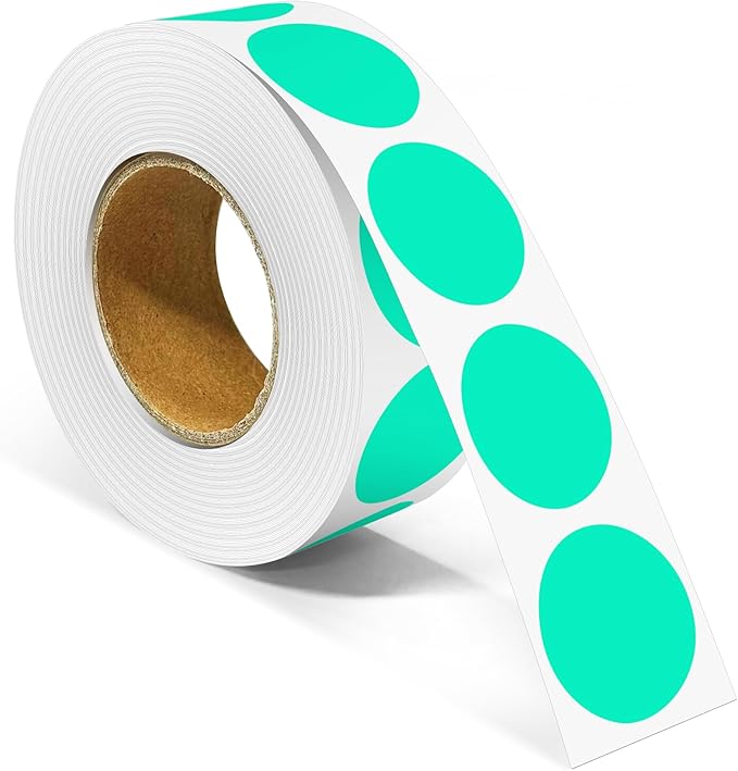 1 Inch Round Color Coding Labels, 1000 Dots Per Roll Aqua Color Coded Dot by Unknown