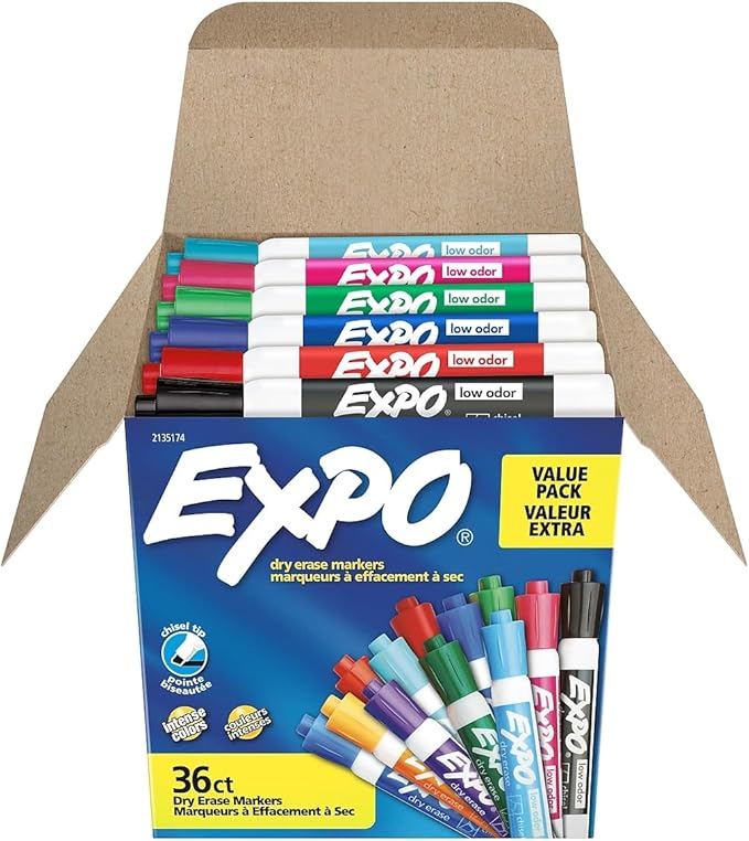 EXPO Low Odor Dry Erase Markers Chisel Tip Assorted Fashion Colors 36 Count - Image 4