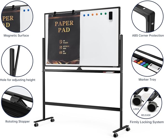Large Dry-Erase Rolling Magnetic Whiteboard - Image 3