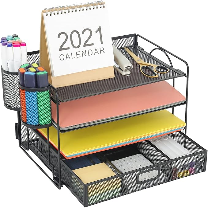 Marbrasse Desk Organizer and Accessories4-Tier Paper File Letter Tray by Marbrasse