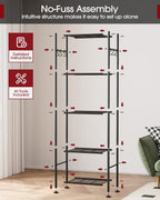 sakugi 5-tier storage rack organizer with hooks, heavy, view 9