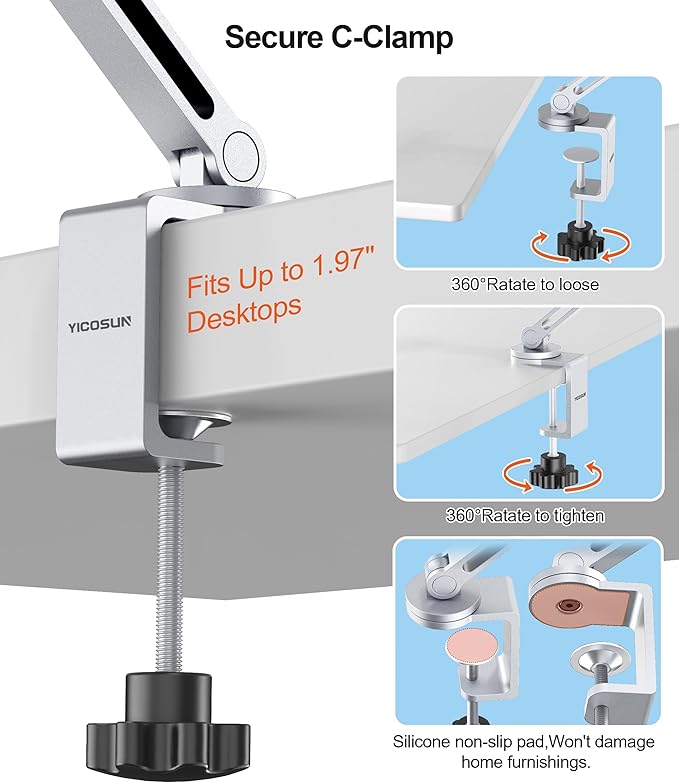 YICOSUN Tablet Arm Mount with Super Grip, Adjustable Foldable Holder & Heavy - Image 3