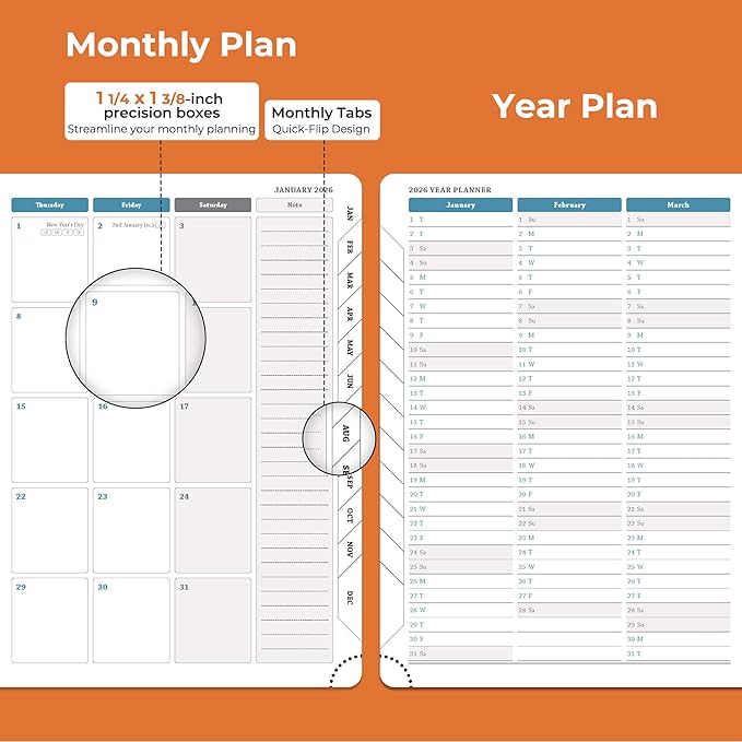 IN-LUXPRO Planner 2026 Daily Weekly and Monthly, 12 Months Spiral Bound - Image 4