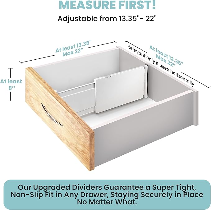 RAPTUROUS Adjustable Drawer Dividers, Expandable 13.35-22", Non-Slip - Image 2