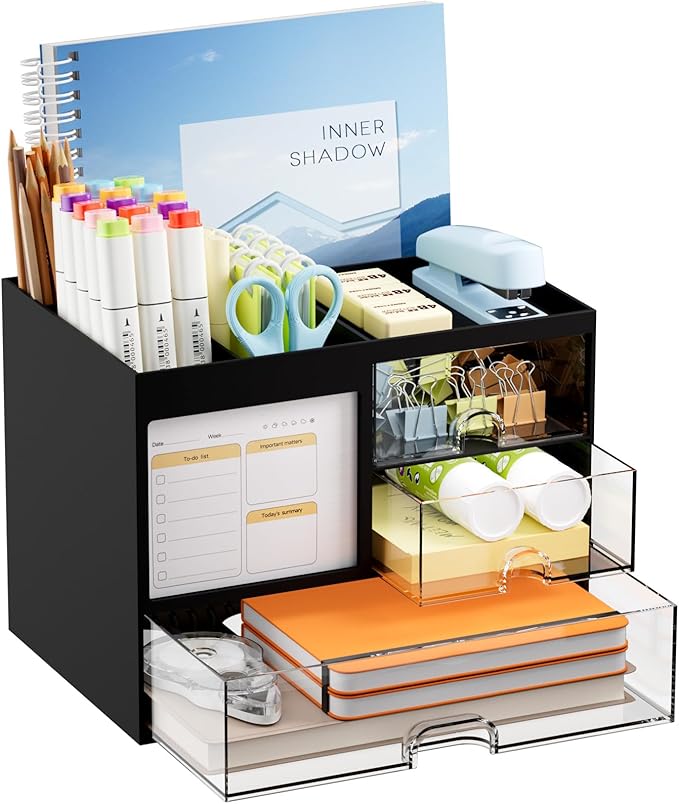 Marbrasse Desk Organizer with 3 Drawer, Desk Organizers and Accessories with 4 by Marbrasse