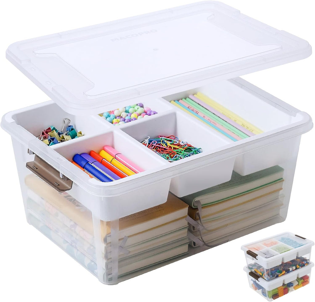 macopro 17qt clear plastic box craft storage bin, main product view