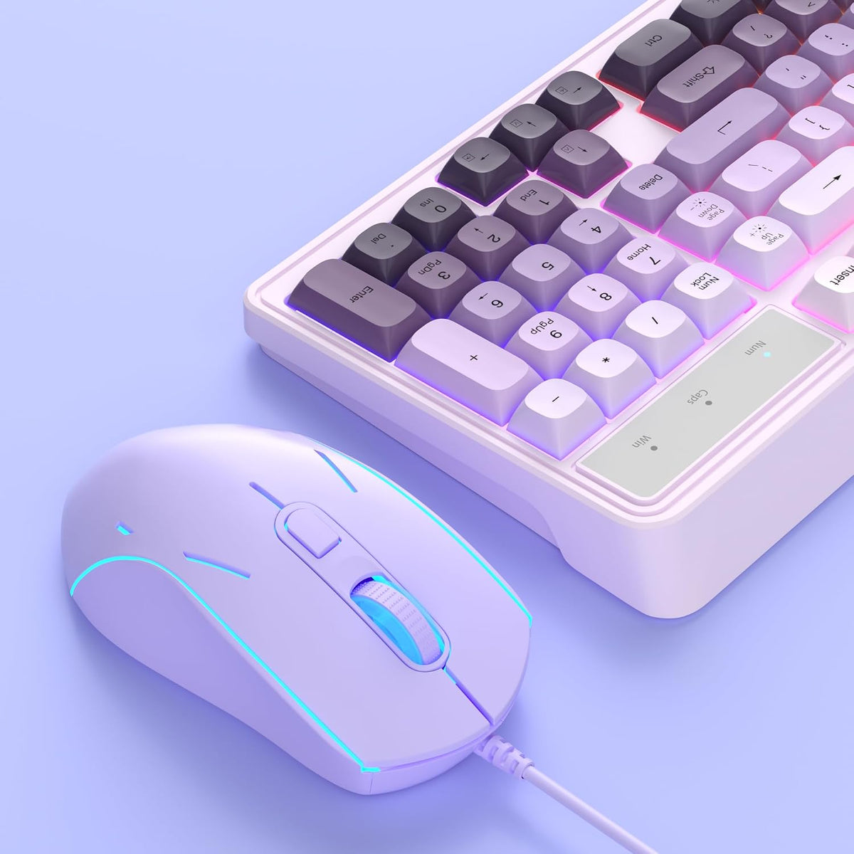 MageGee Gradient Purple Creamy Keyboard and Mouse Combo,MageGee GK980 Wired R...
