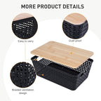 Anywish Storage Bins with Lids 6 Packs, Plastic Storage Bins with Bamboo Lids - Image 4