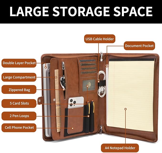 Geslun Personalized Vegan Leather Portfolio, Legal Size 8.5 x 14 Pad Holder - Image 7