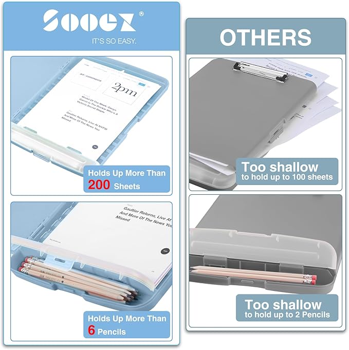 Sooez Clipboards with Storage, High Capacity Clip Boards 8.5x11 with Pen Holder - Image 3