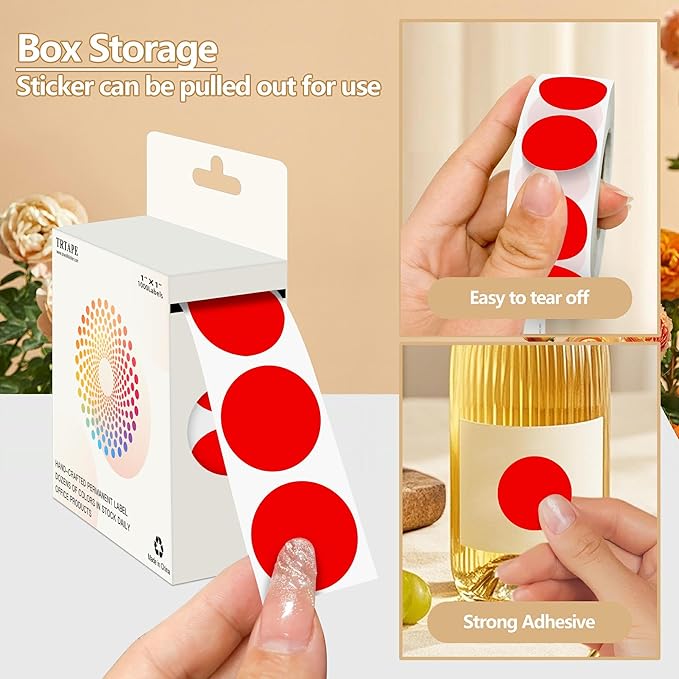 Red 1 Inch Round Color Coding Dot Labels, 10 Rolls 10000 Dot Stickers in - Image 3