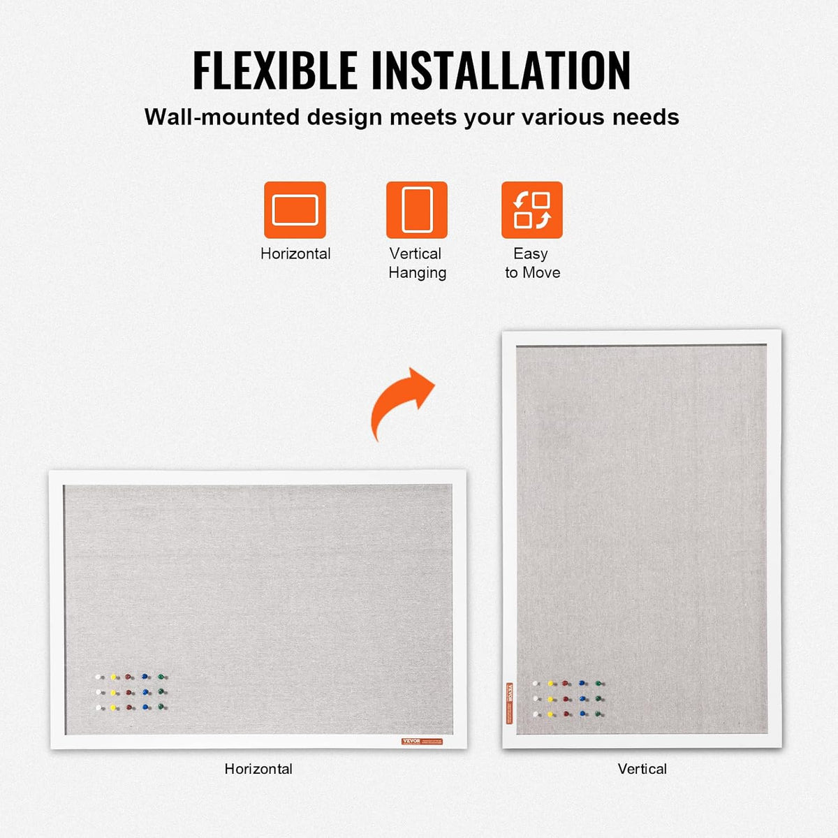 VEVOR 48"x36" White Cork Board with Linen Surface – Stylish Wall-Mo...