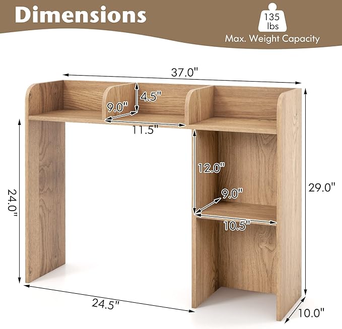 Tangkula Desktop Bookshelf, Countertop Storage Hutch - Image 3