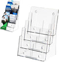 Argvey Acrylic Brochure Holder 8.5 x 11 inches, 4 Tier Clear Brochure Display by Argvey