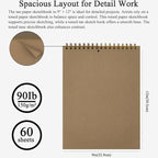 Fuxi Toned Tan Sketchbook 9x12-60 Sheet Acid Free Toned Paper, Professional - Image 2