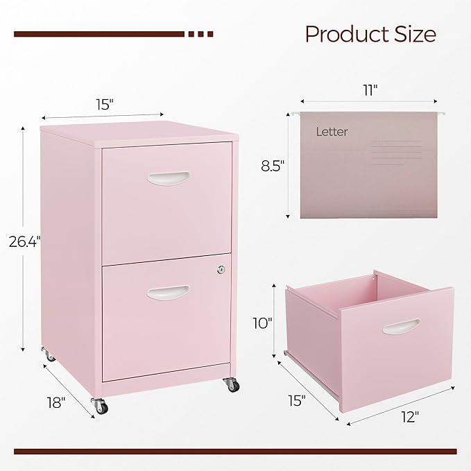 Kubohogar 2 Drawer Mobile File Cabinet - Image 3