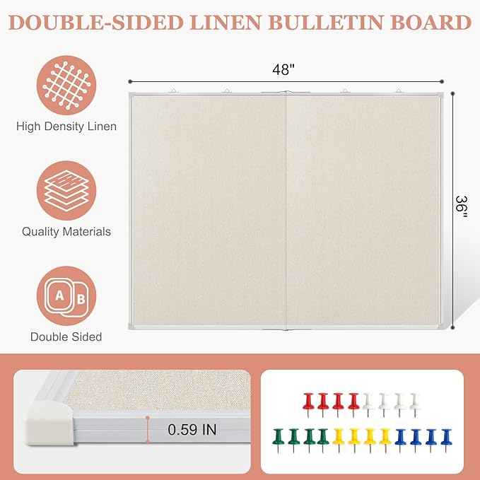 AMUSIGHT Double-Sided Large Cork Board - Image 2