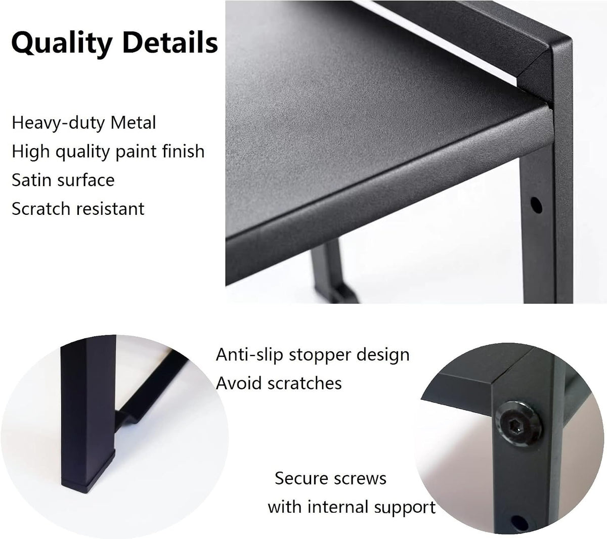 2 Pack Expandable Cabinet Shelf 5.1"D Adjustable Counter Riser Rack Black