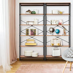 Himimi 6-Tier Bookshelf Set of 2, Tall Bookcase Industrial Wood Storage Rack - Image 9