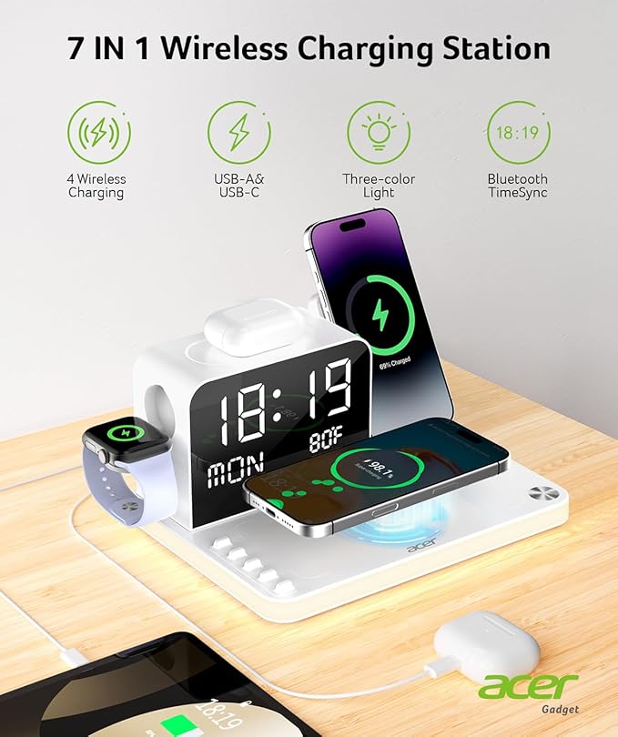 Acer 7-in-1 Wireless Charging Station - 30W Fast Wireless Charger - Image 2