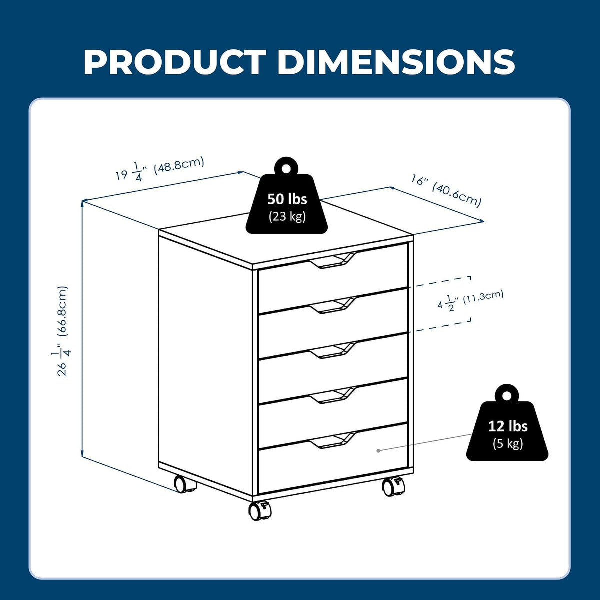 Winsome Halifax 5-Drawer Storage Cabinet, Black (20519)