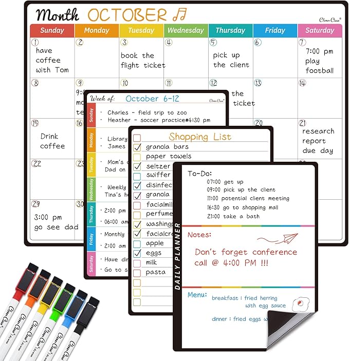 Magnetic Dry Erase Monthly Calendar Set by CleverClean