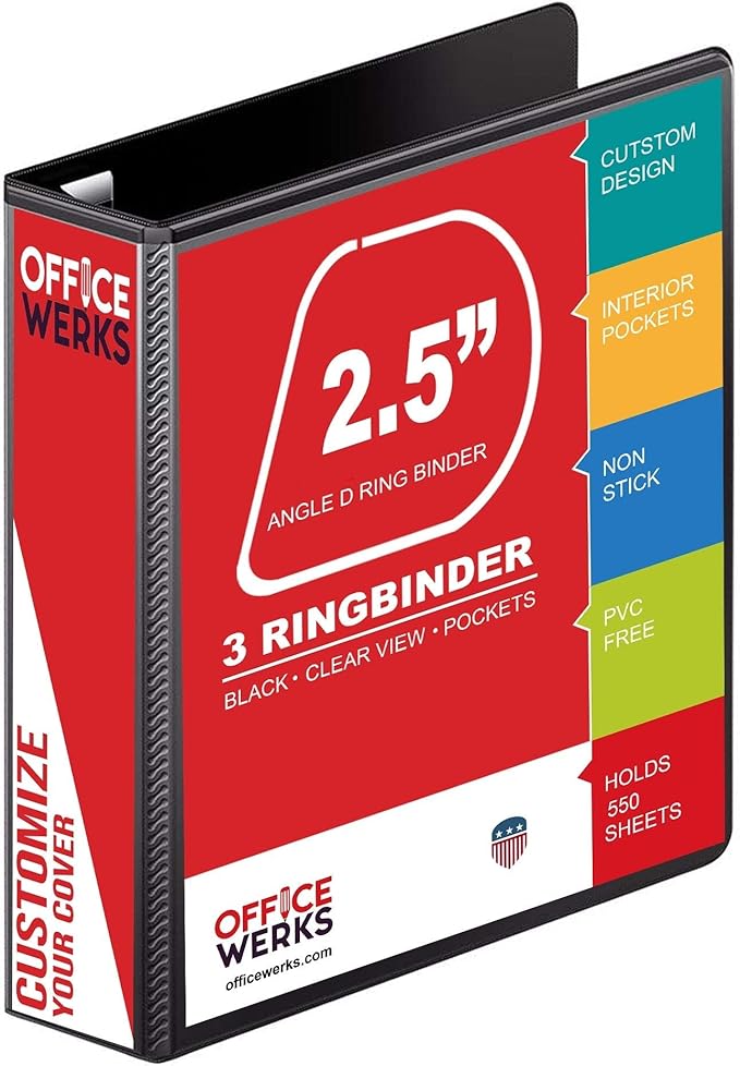 3 Ring Binder, 2.5" D-Ring, Holds 8.5" x 11" Pages, Heavy Duty Clear View Cover by Unknown